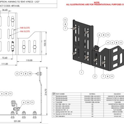 4RTAABL - LX27 Awning to Tent Bracket - 4 piece set