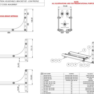 4UALBWBLP - L Bracket Low Profile for Outhouse - set of 2