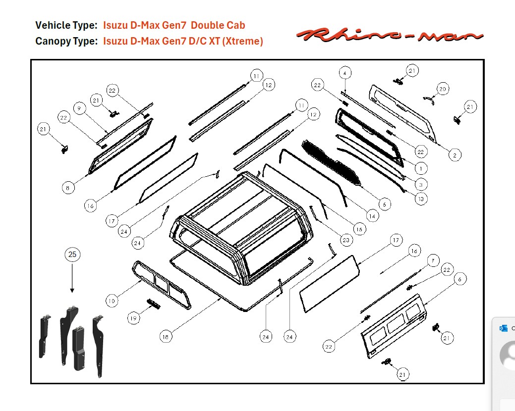 [379541] Isuzu D-Max 2025- DC Xtreme Matt Black - lift-up windows & lift up rear window