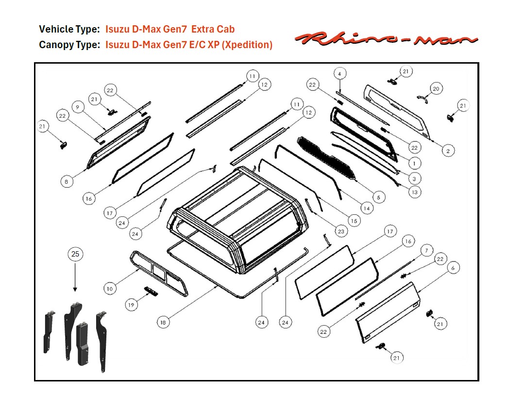 [379542] Isuzu D-Max 2025- EC Xpedition Matt Black - lift-up panels & lift up rear window