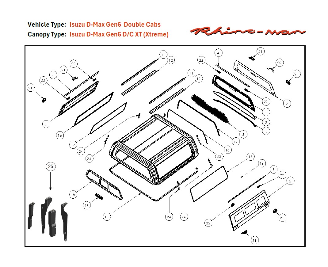 [373272] Isuzu D-Max 2012 - 2020 DC Xtreme Matt Black - lift-up windows & lift up rear window