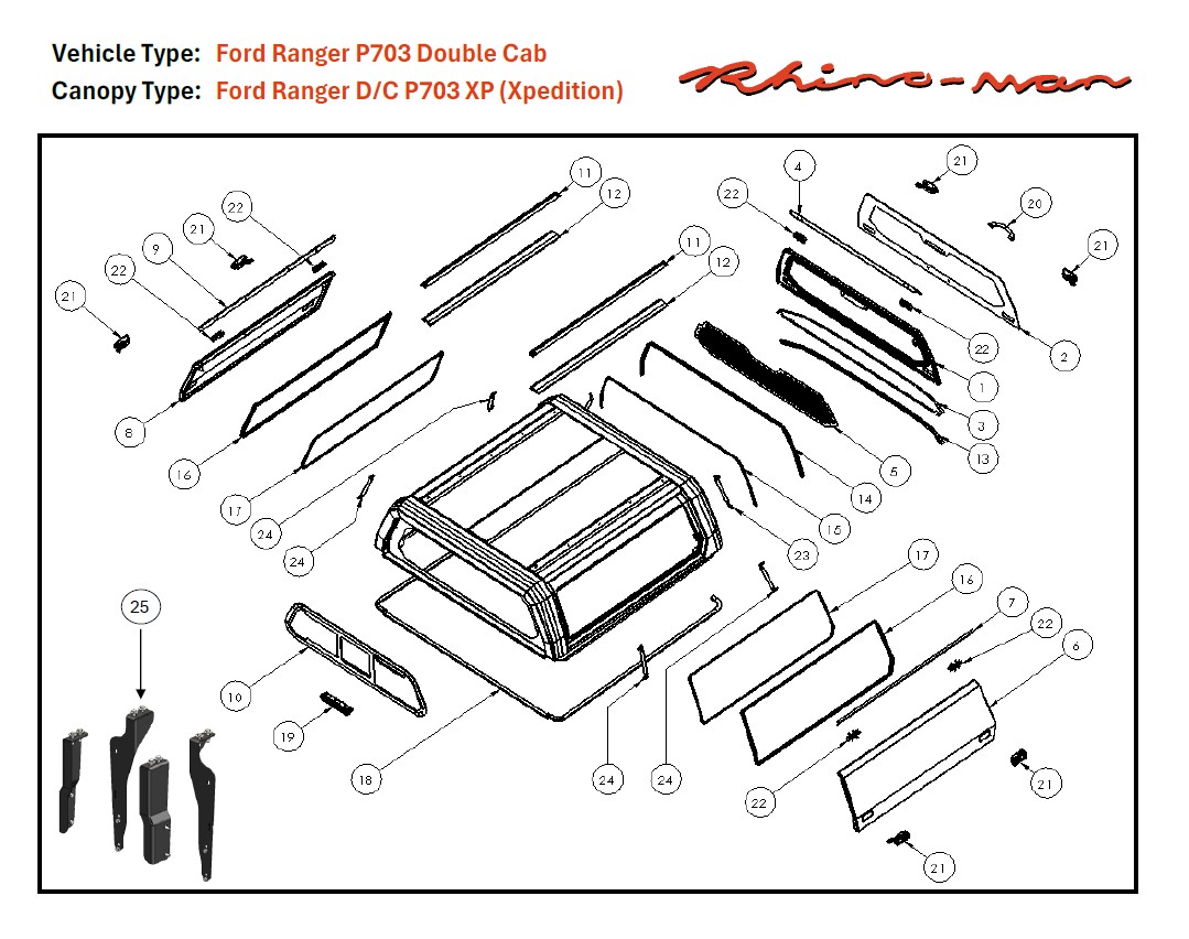 [369045] Ford Ranger 2023 DC Xpedition - lift-up panels & lift up rear window