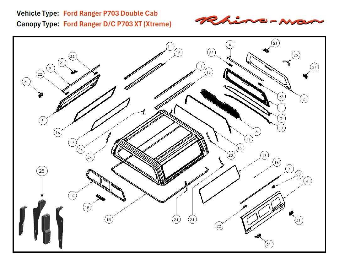 [369046] Ford Ranger 2023 DC Xtreme - lift-up windows & lift up rear window